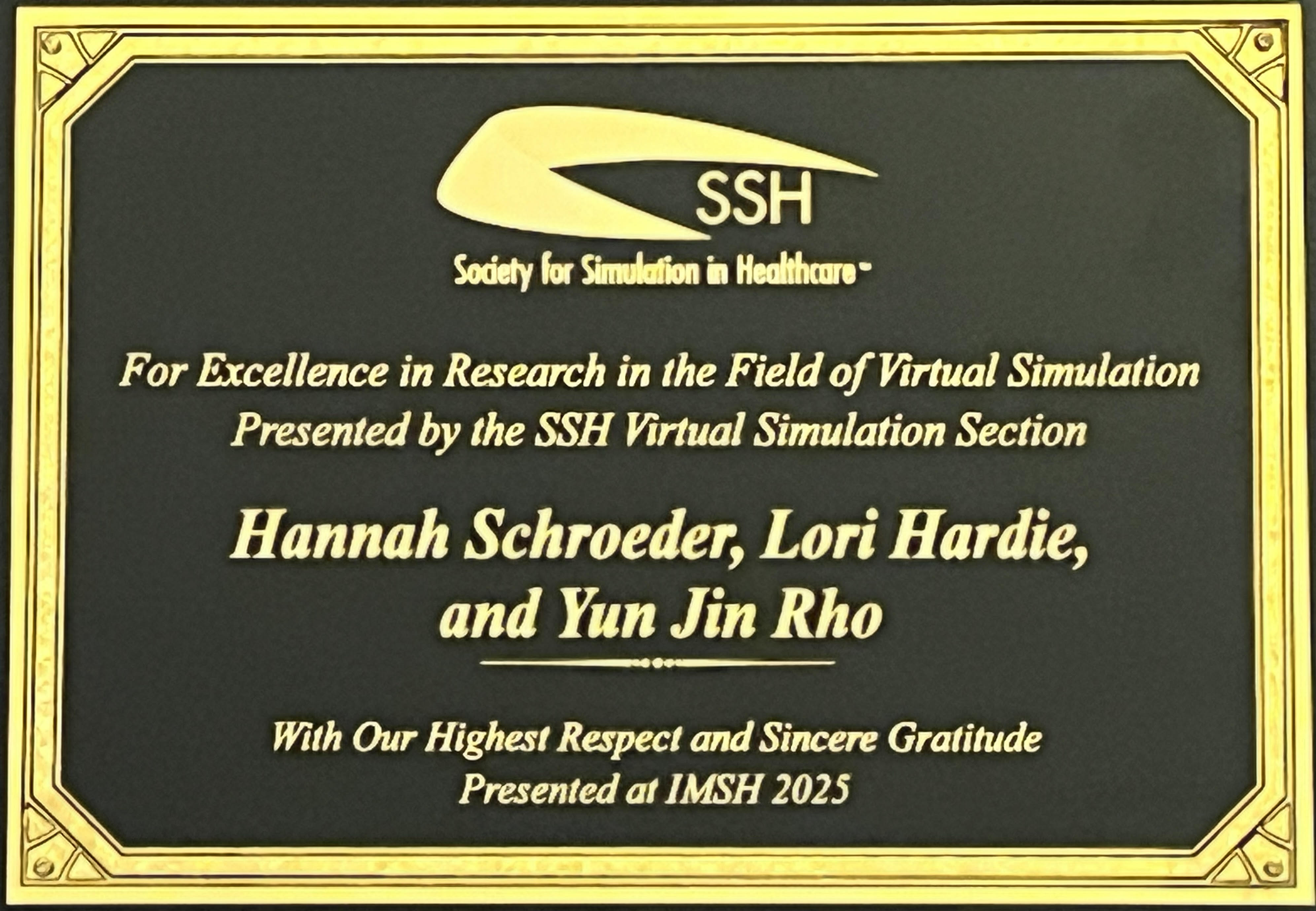 2025 Excellence in Research in the Field of Virtual Simulation